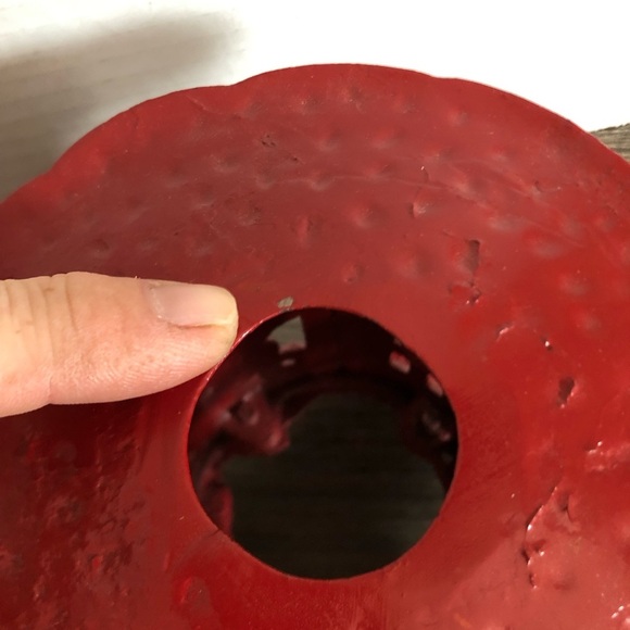 Vtg Red Heavy Cast Metal Lantern Decor - Picture 13 of 14